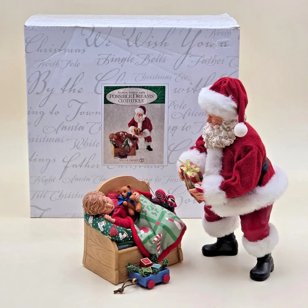 Possible Dreams Clothtique Peace Santa Hidden Message in Beard 2 Pc Set Dept 56